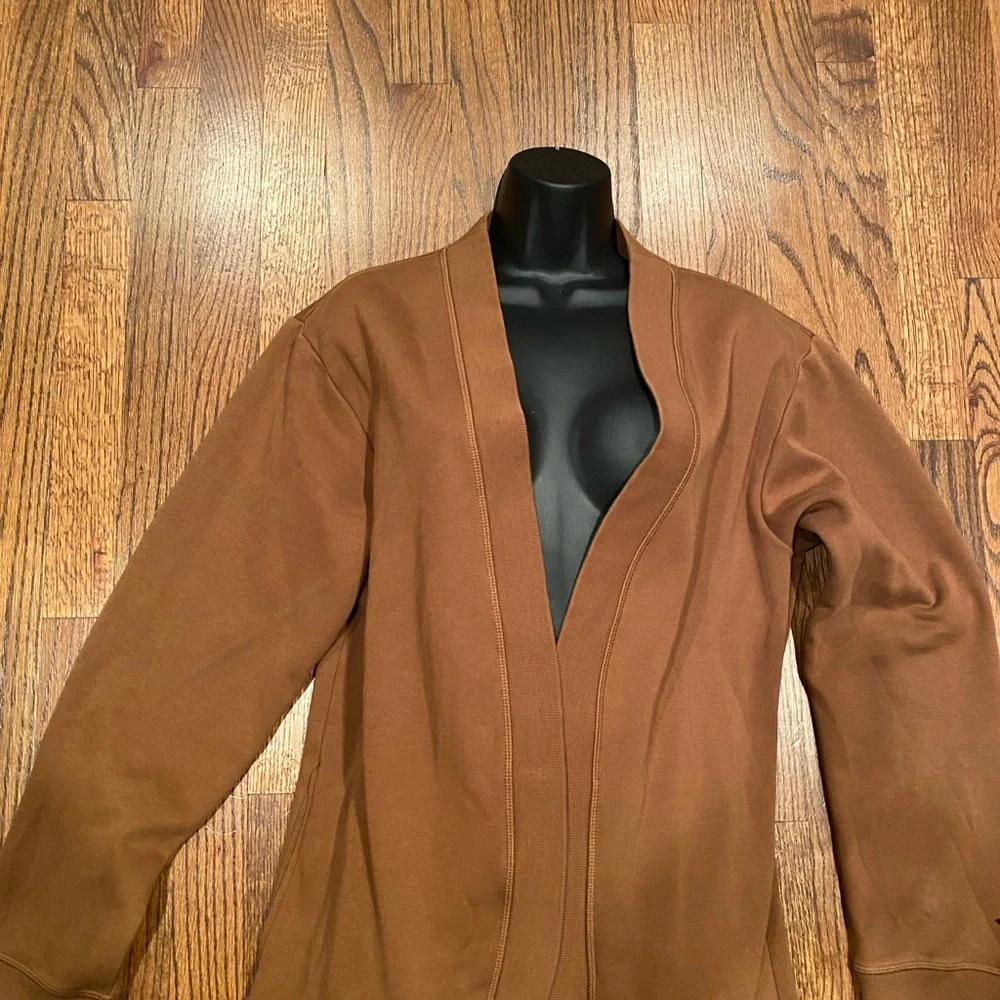 Fabletics Brown Open-Front Cardigan Jacket | Cozy Fleece | Size M.